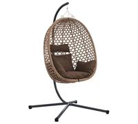 vidaXL Chaise Suspendue Café 104 x 100 x 191 cm polyrotin, Chaise œuf Ergonomique, mobilier de Patio, transat Pliable, balançoire Durable, siège détente en rotin