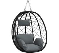 vidaXL Chaise suspendue en forme d'œuf, anthracite, 91,5 x 54,5 x 107 cm, rotin synthétique