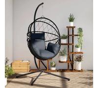 vidaXL Chaise suspendue en forme d'œuf avec support anthracite