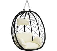 vidaXL Chaise suspendue en forme d'œuf, blanc crème, 91,5 x 54,5 x 107 cm, rotin synthétique