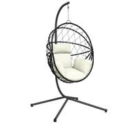 vidaXL Chaise Suspendue en Forme d'œuf et Support Beige rotin et Acier