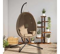 vidaXL Chaise suspendue en forme d'œuf et support taupe rotin et acier