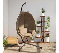vidaXL Chaise suspendue en forme d'œuf et support taupe tissu et acier