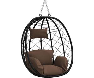 vidaXL Chaise suspendue en forme d'œuf, marron café, 91,5 x 54,5 x 107 cm, rotin synthétique