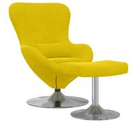 Fauteuil Œuf avec repose pieds en velours jaune