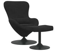 vidaXL Chaise Œuf avec Pouf Noir Velours, Fauteuil Velours Moderne, Chaise Pivotante Chic, Confortable Siège d'Intérieur, Meuble Élégant