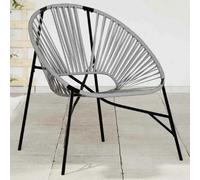 vidaXL Chaise œuf de jardin - Résine tressée - Noir et gris clair
