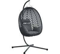 vidaXL Chaise œuf suspendue Anthracite et noir 104 x 100 x 191 cm