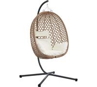 vidaXL Chaise œuf suspendue Crème claire 104 x 100 x 191 cm Poly-Rotin