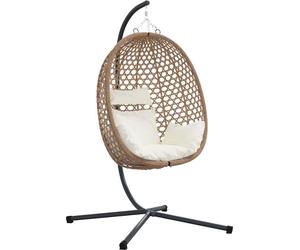 vidaXL Chaise œuf suspendue Crème claire 104 x 100 x 191 cm Poly-Rotin