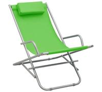 vidaXL 2X Chaises à Bascule Chaise Longue de Jardin Bain de Soleil de Terrasse Camping Patio Extérieur Pliable Inclinable Acier Vert
