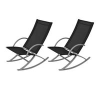 vidaXL Chaises à bascule de jardin 2 pcs. acier et Textiline noir
