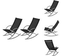 vidaXL Chaises à bascule de jardin 2 pcs. acier et Textiline noir - Chaises de jardin