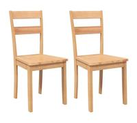 vidaXL Chaises à Manger 2 pcs Bois Massif Naturel Caoutchouc, Chaise à dîner, Chaise, Chaise de Salon, chaises à dîner, Chaise de Cuisine