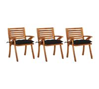 vidaXL Chaises à manger de jardin - Lot de 3 avec coussins