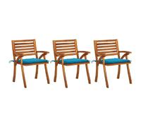 vidaXL Chaises à manger de jardin - Lot de 3 avec coussins