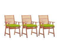 vidaXL Chaises de jardin 3 pièces en acacia massif avec coussins
