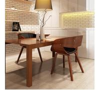vidaXL Chaises à manger Marron en bois courbé et similicuir – Lot de 2