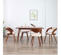 vidaXL Chaises à manger Lot de 4 en bois courbé et similicuir crème