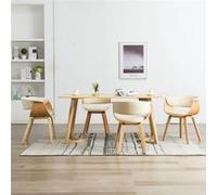 vidaXL Chaises à manger lot de 4 crème bois courbé et similicuir278731 Crème G