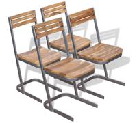 VidaXL Chaises à manger - Lot de 4 - Teck massif