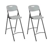 vidaXL Chaises bar pliantes - PEHD et acier - Blanc