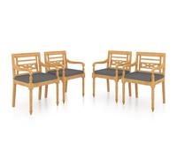 vidaXL Chaises Batavia, lot de 4 avec coussins, en teck massif