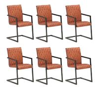 vidaXL Chaises cantilever - Marron Cuir