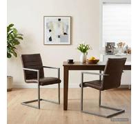 vidaXL Chaises cantilever Marron cuir – Lot de 2 H. 91 cm