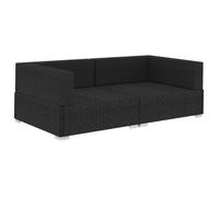 vidaXL Chaises d'angles 2 pcs avec coussins Résine tressée Noir