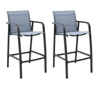 vidaXL Chaises de bar jardin Textilène Gris - Lot de 2