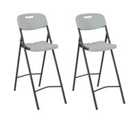 vidaXL Chaises de bar pliantes – PEHD et acier – Blanc – Lot de 2