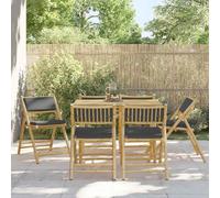 vidaXL Chaises de bistrot 6 pcs. Pliable avec coussins gris foncé bambou