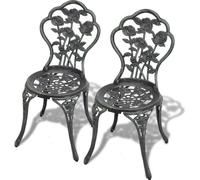 vidaXL Chaises de bistrot 2 pcs. Fonte d'aluminium Vert