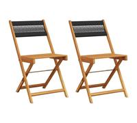 vidaXL Chaises de bistrot 2 pcs. noir bois massif acacia et cordelette