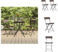 vidaXL Chaises de bistrot 2 pcs. Pliable Marron Poly Rotin et Acier - Chaises de jardin