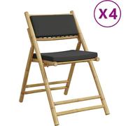 vidaXL Chaises de bistrot 4 pcs. Pliable avec coussins gris foncé Bambou
