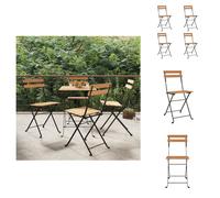 vidaXL Chaises de bistrot 4 pcs. Pliable bois massif teck et acier - Chaises de jardin