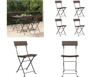 vidaXL Chaises de bistrot 4 pcs. Pliable Marron Poly Rotin et Acier - Chaise Bistro Pliable - Chaises Bistro Pliables - Meubles de jardin - Outdoor Möbel