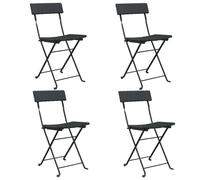 vidaXL Chaises de bistrot 4 pcs. Pliable Noir Poly Rotin et Acier