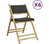 vidaXL Chaises de bistrot 6 pcs. Pliable avec coussins gris foncé bambou