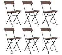 vidaXL Chaises de bistrot pliantes 6 pcs Marron poly rotin et acier