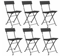 vidaXL Chaises de bistrot lot de 6 pliantes en poly rotin et acier noir