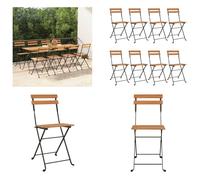 vidaXL Chaises de bistrot 8 pcs. Pliable bois massif teck et acier - Chaise de bistrot pliable - Chaises de bistrot pliables - Meubles de jardin - Outdoor Möbel