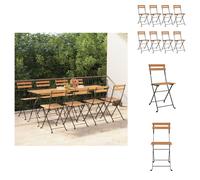 vidaXL Chaises de bistrot 8 pcs. Pliable bois massif teck et acier - Chaises de jardin