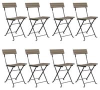 vidaXL Chaises de bistrot pliantes – Lot de 8 – Gris – Poly rotin et acier