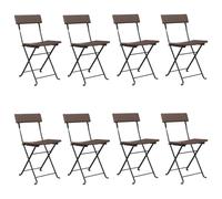 vidaXL Chaises de bistrot pliantes 8 pièces – Poly rotin et acier – Marron