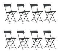vidaXL Chaises de bistrot 8 pcs. Pliable Noir Poly Rotin et Acier