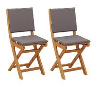 vidaXL Chaises de bistrot d'extérieur avec coussins, lot de 2, gris foncé, 38 x 46 x 85 cm
