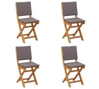vidaXL Chaises de bistrot d'extérieur avec coussins, lot de 4, gris foncé, 38 x 46 x 85 cm